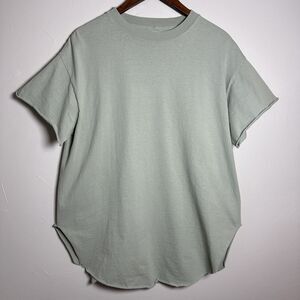 Pebby Forevee Sage Green Shirt Short Sleeves Distressed Women's Slze Large